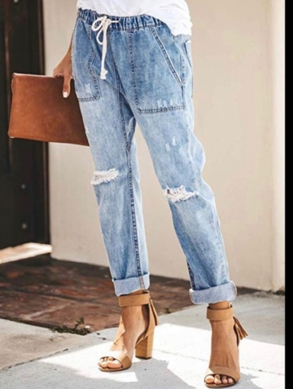 MuseLooks Distressed‎ Drawsting Jogger Jeans Size XL